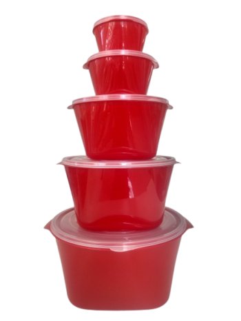 JOGO MULTI USO DE PLASTICO 5 PÇS PREMIUM VERMELHO